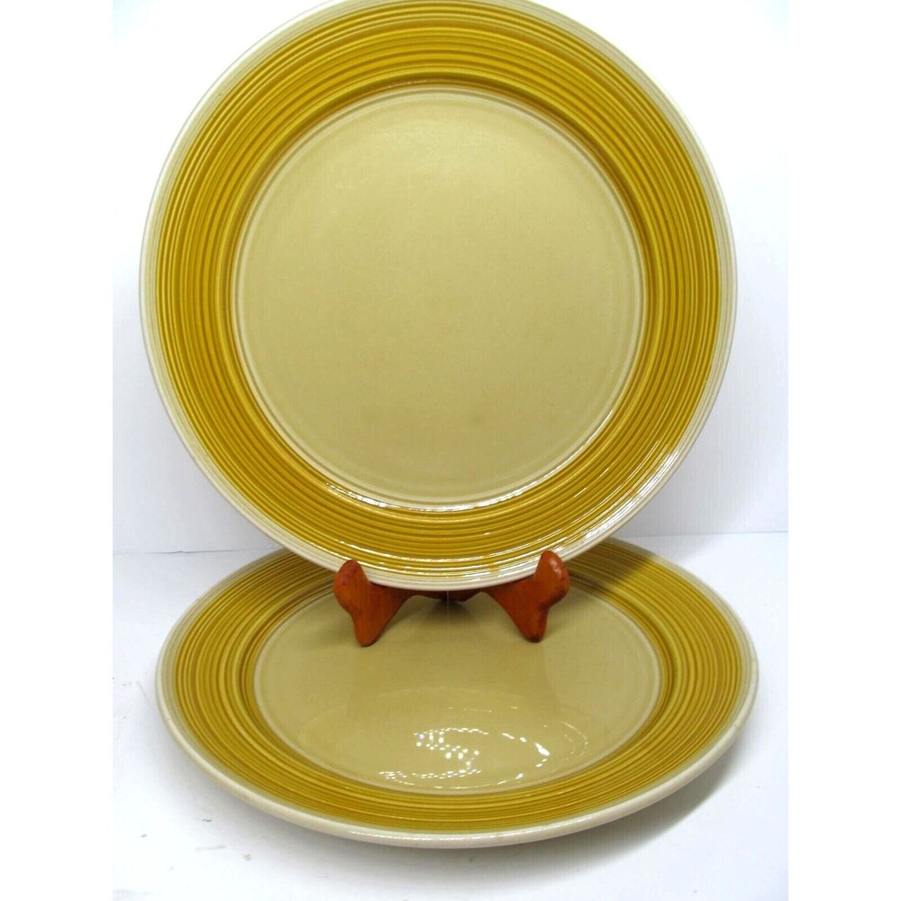 Mikasa Terra Stone Topaz 7405 Set Of 2 Gold 10 1/4" Dinner Plates GC Japan